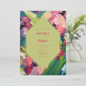 Art Deco Groovy Olieverfschilderij Bruiloft Kaart (Staand voorkant)