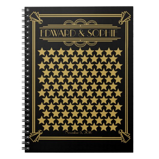 Art Deco Grote Gatsby 1920 Bruiloft gastenboek Notitieboek (Voorkant)