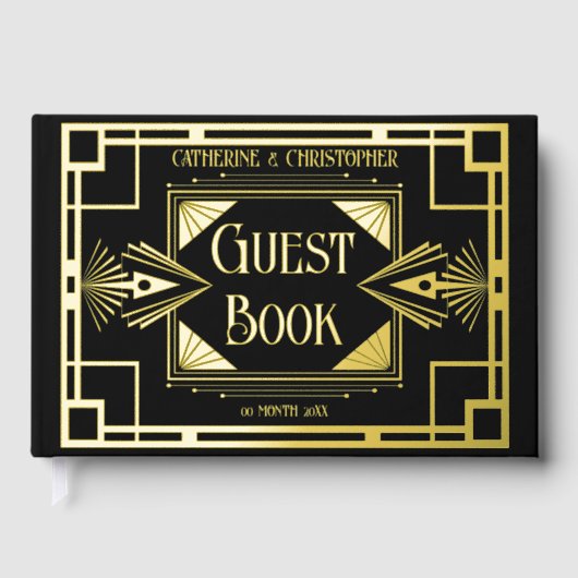 Art deco grote gatsby brullende 20's echte folie gastenboek (Voorkant)