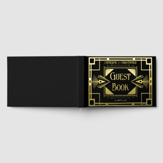 Art deco grote gatsby brullende 20's echte folie gastenboek (Volledig)
