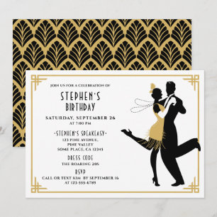 Art Deco/Grote Gatsby/Brullende Jaren 20 Verjaarda Kaart