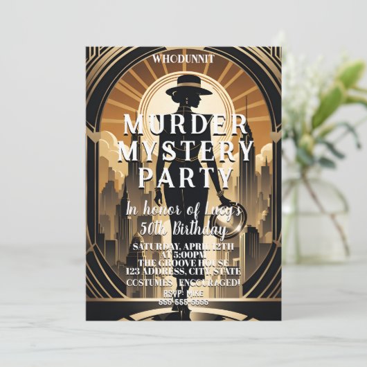 art deco grote Gatsby whodunit moord mysterie Kaart (Staand voorkant)