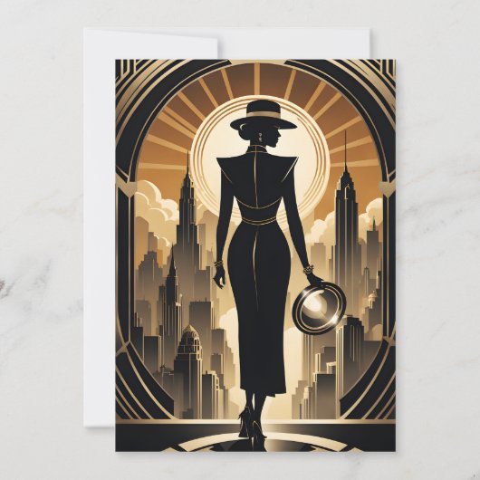 art deco grote Gatsby whodunit moord mysterie Kaart (Achterkant)