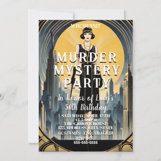 art deco grote Gatsby whodunit moord mysterie Kaart (Voorkant)