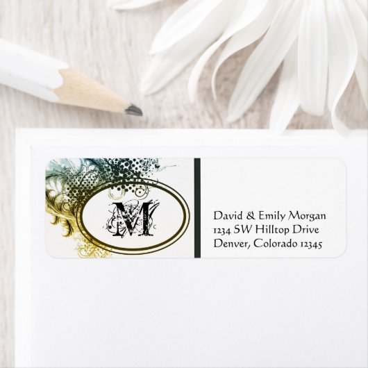 Art Deco Grunge Monogram Adresetiketten Etiket (Insitu)