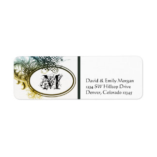 Art Deco Grunge Monogram Adreslabels Etiket