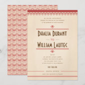 Art Deco  Grunge Red en Parchment Wedding Kaart (Voorkant / Achterkant)