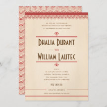 Art Deco Grunge Red en Parchment Wedding