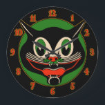 Art Deco Halloween Cat Grote Klok<br><div class="desc">Art Deco Halloween Cat Large Clock</div>