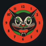 Art Deco Halloween Cat Grote Klok<br><div class="desc">Art Deco Halloween Cat Large Clock</div>