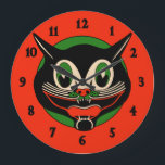 Art Deco Halloween Cat Grote Klok<br><div class="desc">Art Deco Halloween Cat Large Clock</div>