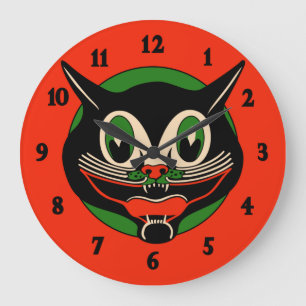 Art Deco Halloween Cat Grote Klok