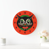 Art Deco Halloween Cat Grote Klok (Huis)