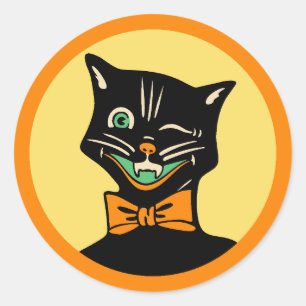 Art Deco Halloween Cat Sticker