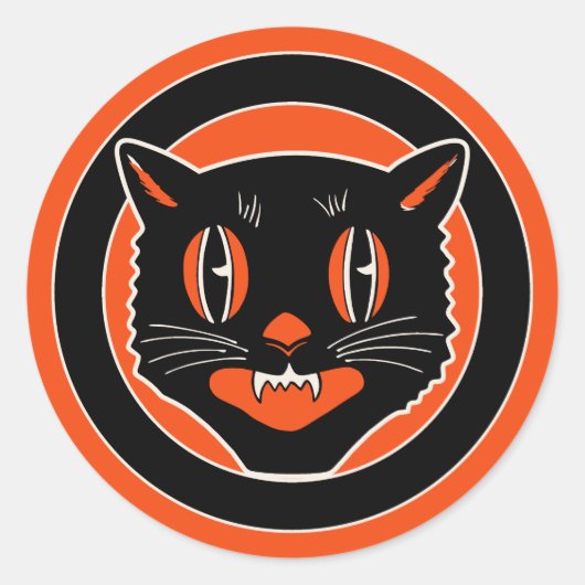 Art Deco Halloween Cat Sticker (Voorkant)
