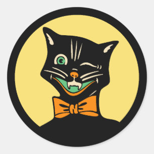 Art Deco Halloween Cat Sticker