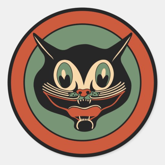  Art Deco Halloween Cat Sticker (Voorkant)