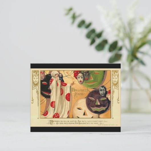 Art Deco - halloween faces Briefkaart (Staand voorkant)