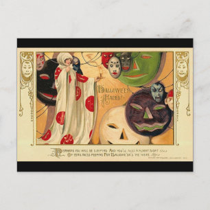 Art Deco -  halloween faces Briefkaart
