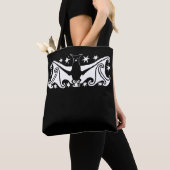 Art Deco Halloween Flying Bat Sterrennacht Tote Bag (Dichtbij)