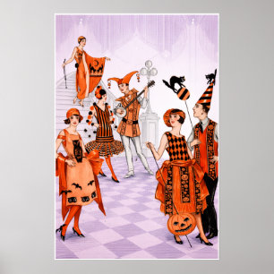 Art Deco Halloween-illustratie – Vintage jaren 20 Poster