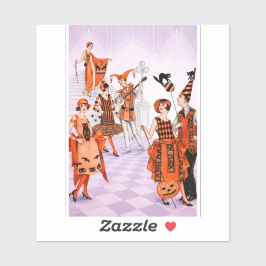 Art Deco Halloween-illustratie – Vintage jaren 20 Sticker (Vel)