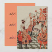 Art Deco Halloween Party Zwarte Kat Pompoen Kaart (Voorkant / Achterkant)