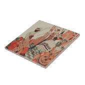 Art Deco Halloween Party Zwarte Kat Pompoen Tegeltje (Zijkant)