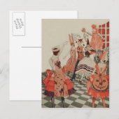 Art Deco Halloween Party Zwarte Kat Pompoen Uitnodiging Briefkaart (Voorkant / Achterkant)