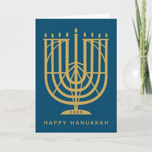 Art Deco Hanukkiah Menorah Happy Hanukkah Feestdagen Kaart (Voorkant)
