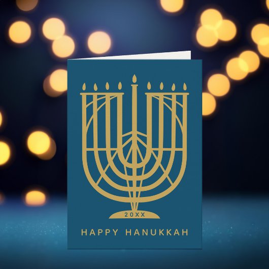 Art Deco Hanukkiah Menorah Happy Hanukkah Feestdagen Kaart