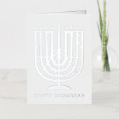 Art Deco Hanukkiah Menorah Happy Hanukkah Folie Feestdagenkaart (Voorkant)
