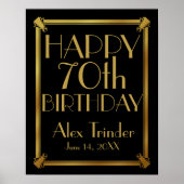Art Deco Happy Birthday GATSBY print goud (Voorkant)
