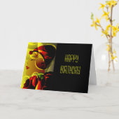 Art Deco Happy Birthday Kaart (Gele Bloem)