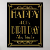 ART Deco Happy Birthday Print Roaring 20-partij (Voorkant)