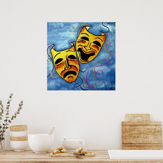 ART DECO HAPPY EN SAD POSTER (Keuken)