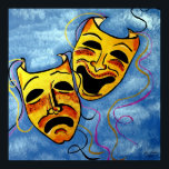 ART DECO HAPPY EN SAD POSTER<br><div class="desc">KARTDECO HAPPY EN SAD ACRYLIC PAIND GOLD AND BLUE, INTENSE COLORS ON CANVAS GREAT FOR LIVE ROOM</div>