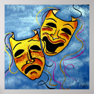 ART DECO HAPPY EN SAD POSTER