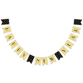 Art Deco Happy New Years Eve Black Faux Gold Vlaggetjes