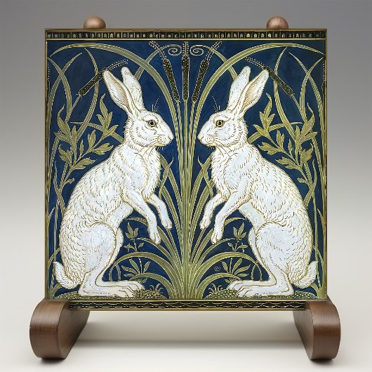 Art Deco Hares Wall Decor Art Nouveau Rabbit Tegeltje