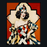 Art Deco Harlequin Lady Poster. Perfect Poster<br><div class="desc">Dit is een poster van een Art Deco Lady in een Harlekijnjurk. Dit is een zeer art deco met een art deco motief achter haar. Dit maakt een prachtig poster dat kan worden ingelijst. Dit zou een groot afbeelding maken voor elk huis.</div>