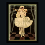 Art Deco Harlequin Print- "Pierrot & Pierrette" Poster<br><div class="desc">Giovanni Nanni's Pierrot & Pierrette Art Deco Harlequin Print - Beschikbaar in 11x14 en 16x20</div>