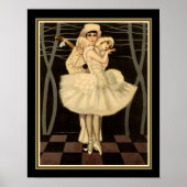Art Deco Harlequin Print- "Pierrot & Pierrette" Poster (Voorkant)