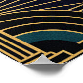 Art Deco Harpist Silhouette Poster Gold and Black (Hoek)