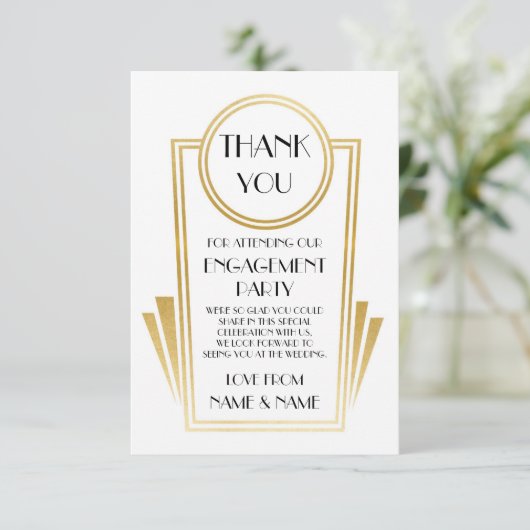 Art Deco Hartelijk dank 20s Verloving huwelijkskaa Kaart (Staand voorkant)