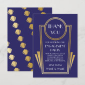 Art Deco Hartelijk dank 20s Verloving huwelijkskaa Kaart (Voorkant / Achterkant)