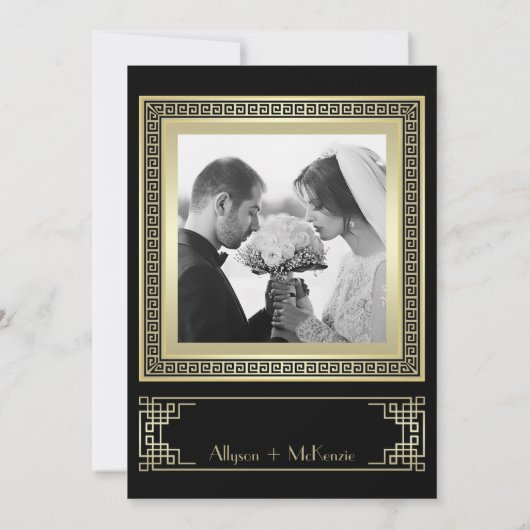 Art Deco Hartelijk dank voor uw huwelijk met Champ Kaart (Achterkant)