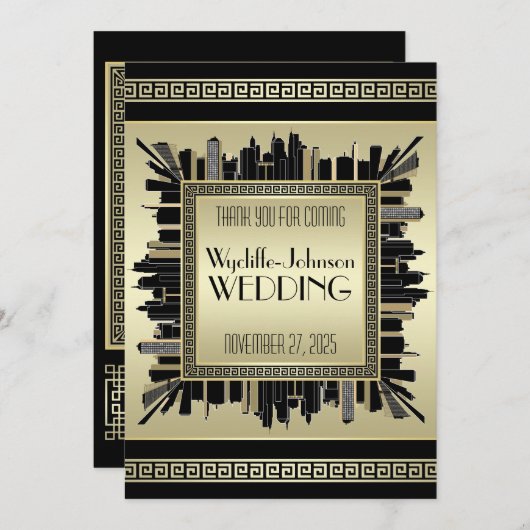 Art Deco Hartelijk dank voor uw huwelijk met Champ Kaart (Voorkant / Achterkant)