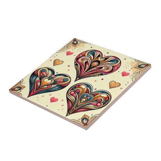 Art Deco Harten Tegeltje (Zijkant)