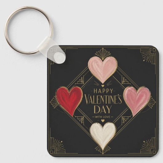 Art Deco Hartstochten Sleutelhanger (Voorkant)
